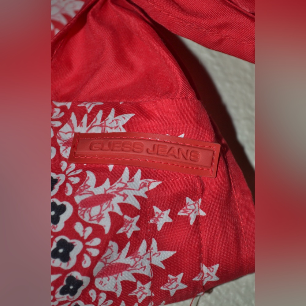 Guess Halter Open Back Tied Red Pattern Crop Top - image 7